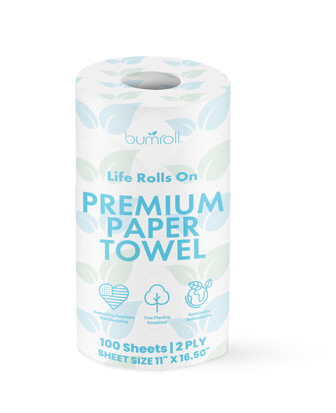 Join Bumroll bamboo toilet paper featuring eco-friendly packaging and a proud American-made label.