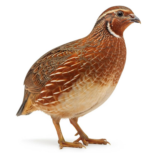 Red Range Coturnix Quail hatching eggs from Quailz.com, showing fresh eggs with reddish-brown shells on a white background.