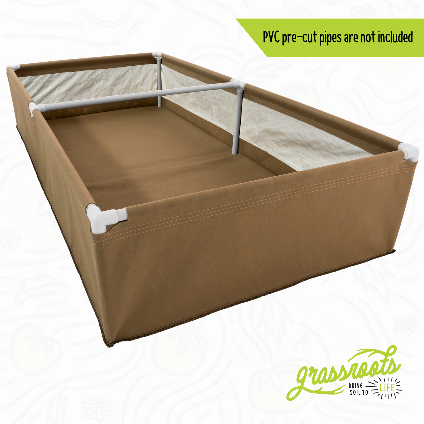 Grassroots Fabric Pots Living Soil Fabric Bed, breathable fabric bed with soil-filled design for comfortable sleep and natural support.