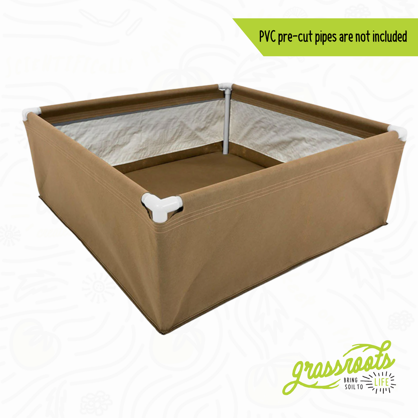Grassroots Fabric Pots Living Soil Fabric Bed with breathable fabric and soil mixture for healthy plant growth.