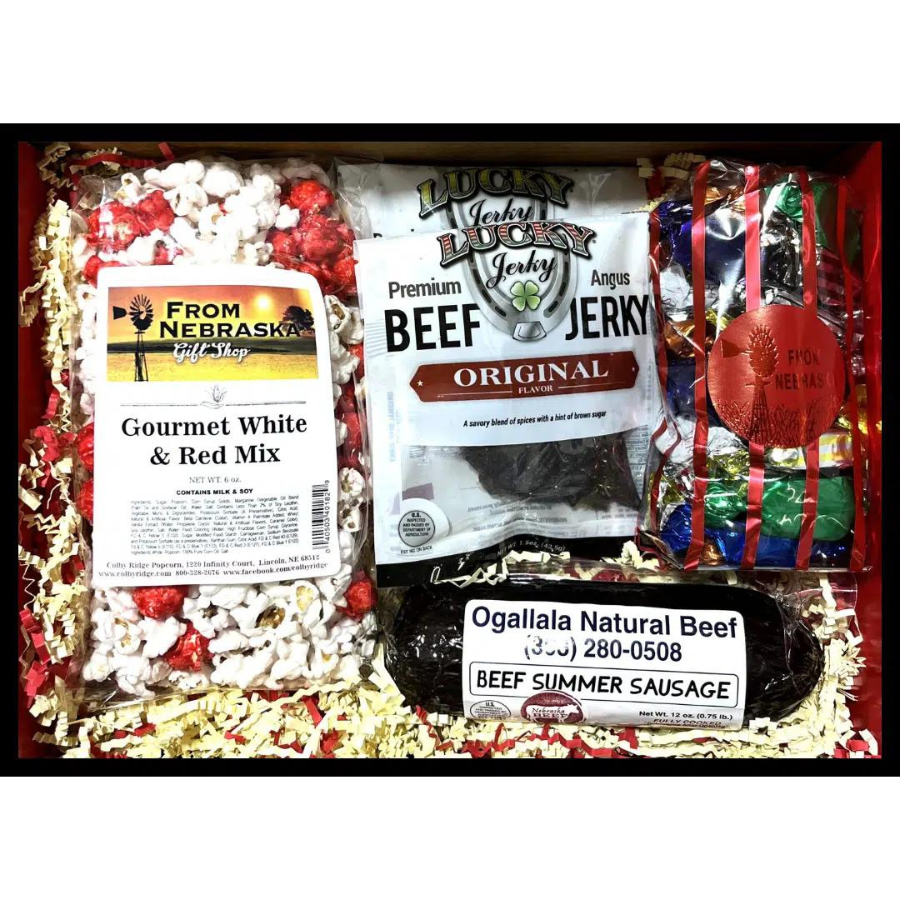 Simply Delicious gift basket from BuyNebraska.com featuring assorted snacks, perfect for gifting with shipping included.