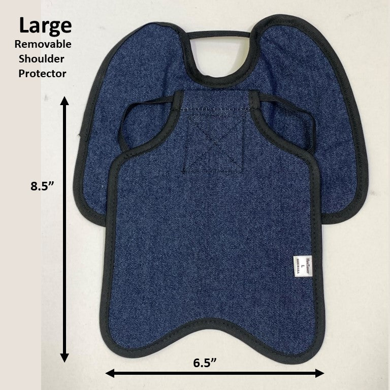 Crazy K Farm Pet and Poultry hen apron with shoulder protectors, made in the USA, designed to shield hens from pecking injuries.