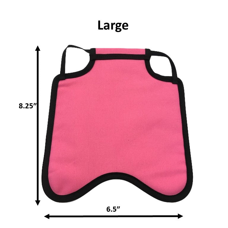 Crazy K Farm Pet and Poultry hen saddle for hens, made in the USA, shown as a comfortable protective chicken apron on a hen.
