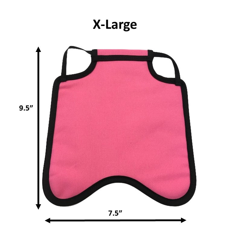 Crazy K Farm Pet and Poultry hen saddle for hens, made in USA, showing adjustable chicken apron with straps and durable fabric.