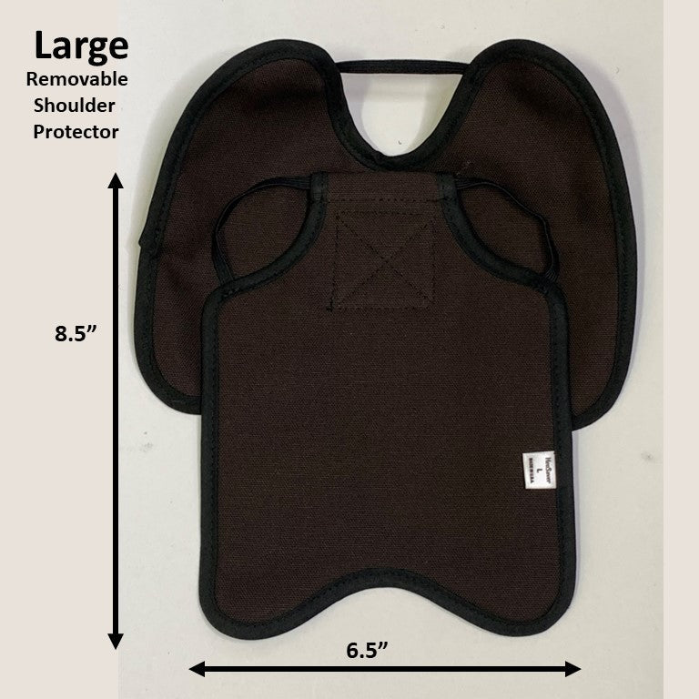 Crazy K Farm Pet and Poultry hen apron with shoulder protectors, made in the USA, designed to shield hens from injury.
