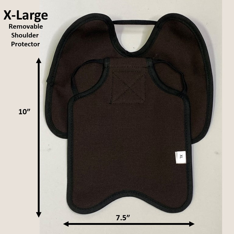 Crazy K Farm Pet and Poultry hen apron with shoulder protectors, designed to shield hens from pecking injuries.