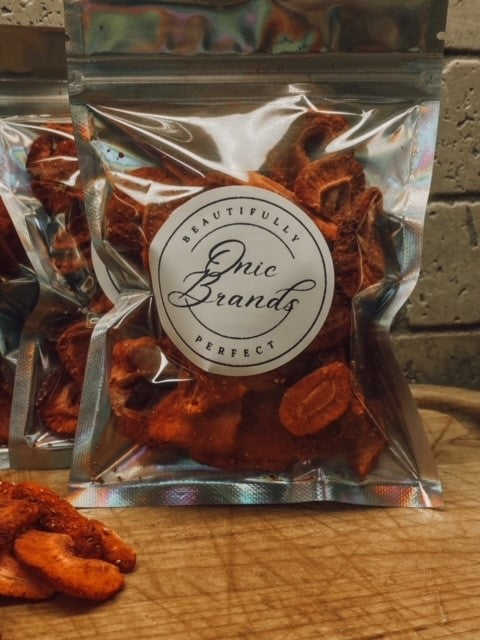 Dehydrated strawberries from Onic Brands LLC, shown in a bowl, ideal for soups and food recipes, vibrant red and dried for preservation.