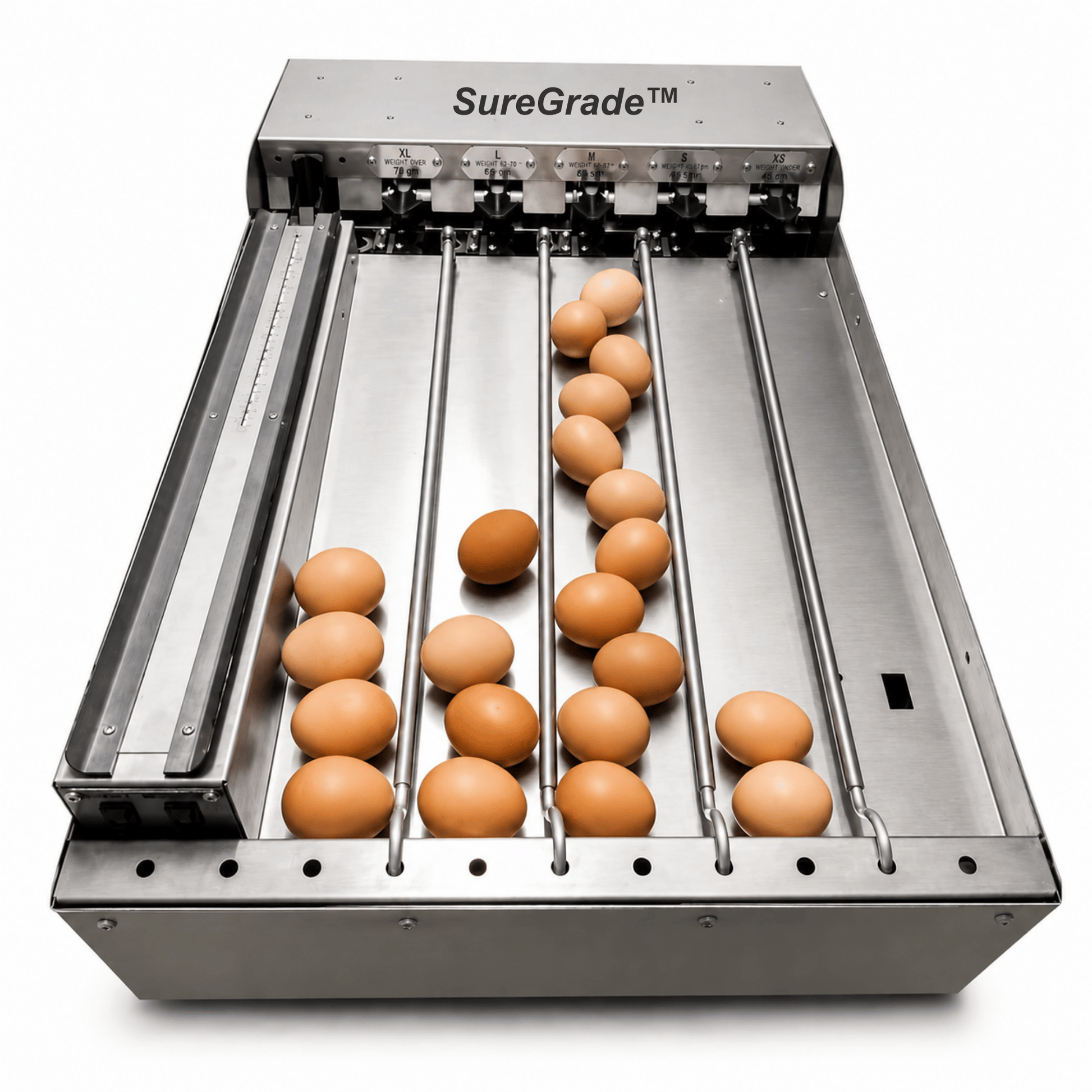 SureGrade™ 750 Egg Grader from Surehatch Incubators, showing the machine used for grading eggs at high capacity.