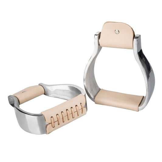 Western Tabelo Visalia aluminum stirrups with spur straps, designed for riding comfort and durability, by StateLineTack.