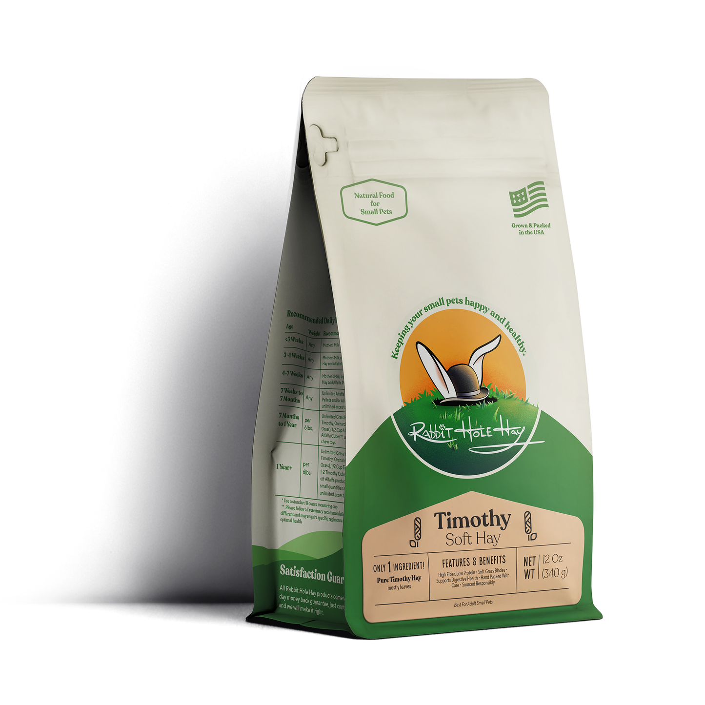 Ultra premium soft Timothy hay from Rabbit Hole Hay, showcasing fresh, green hay in a natural setting.