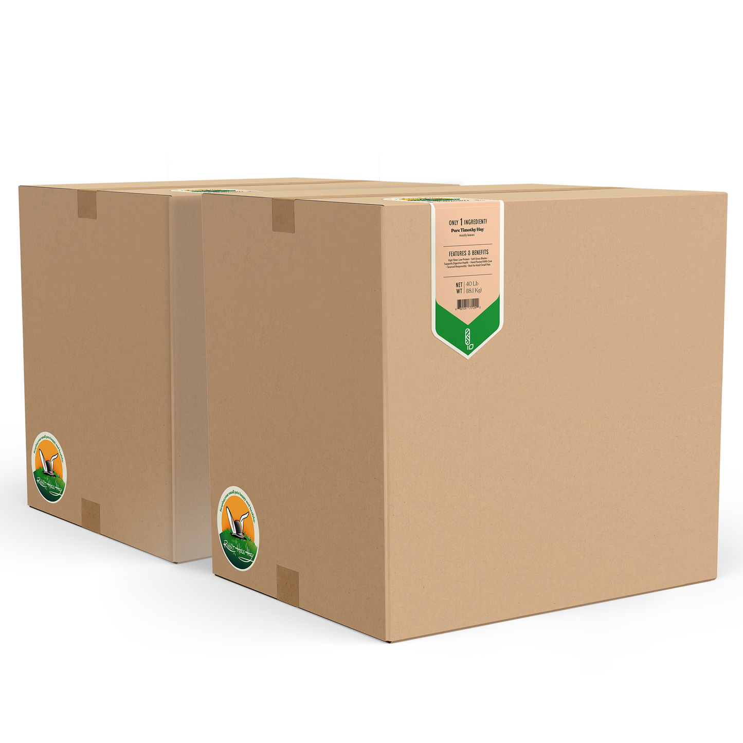Rabbit Hole Hay Ultra Premium Soft Timothy Hay for small animals, showing fresh, lush green hay in a clear container.