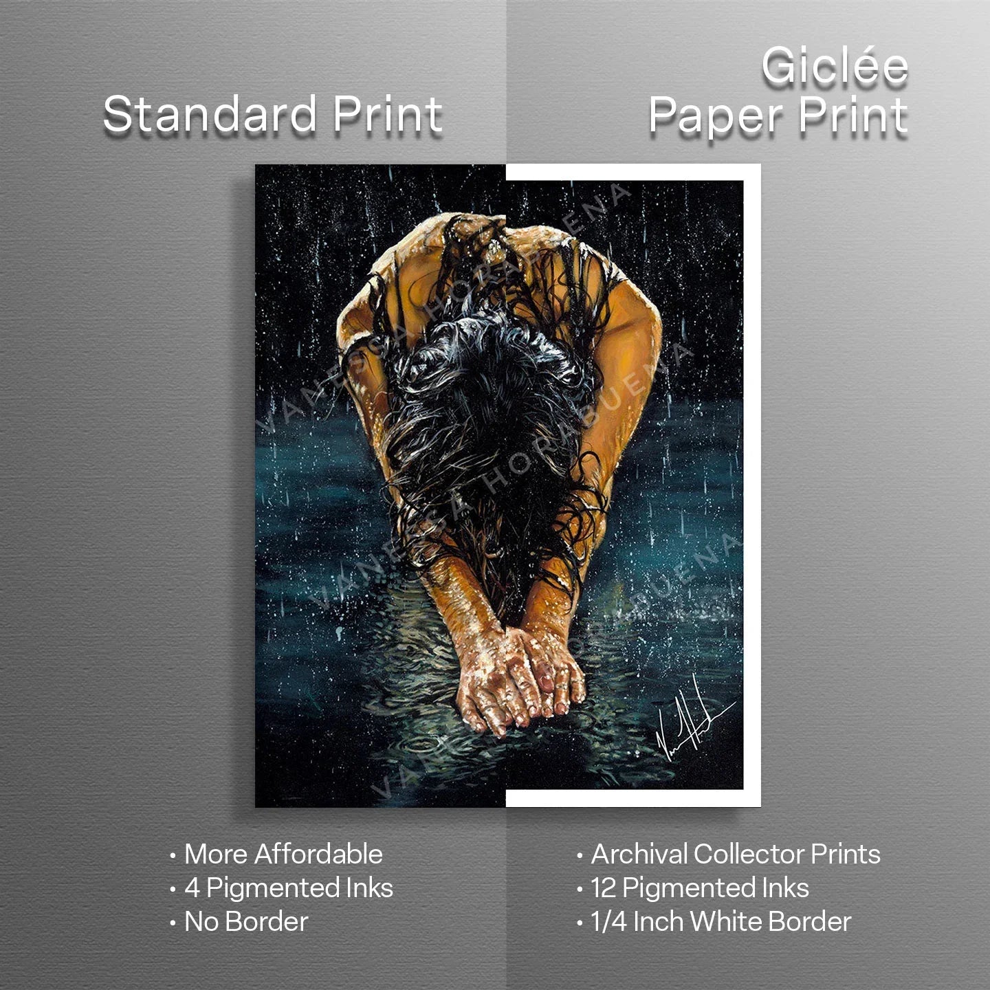 Women’s art print titled "The Art of Surrender" by Vanessa Horabuena, featuring abstract and expressive artwork in soft tones.