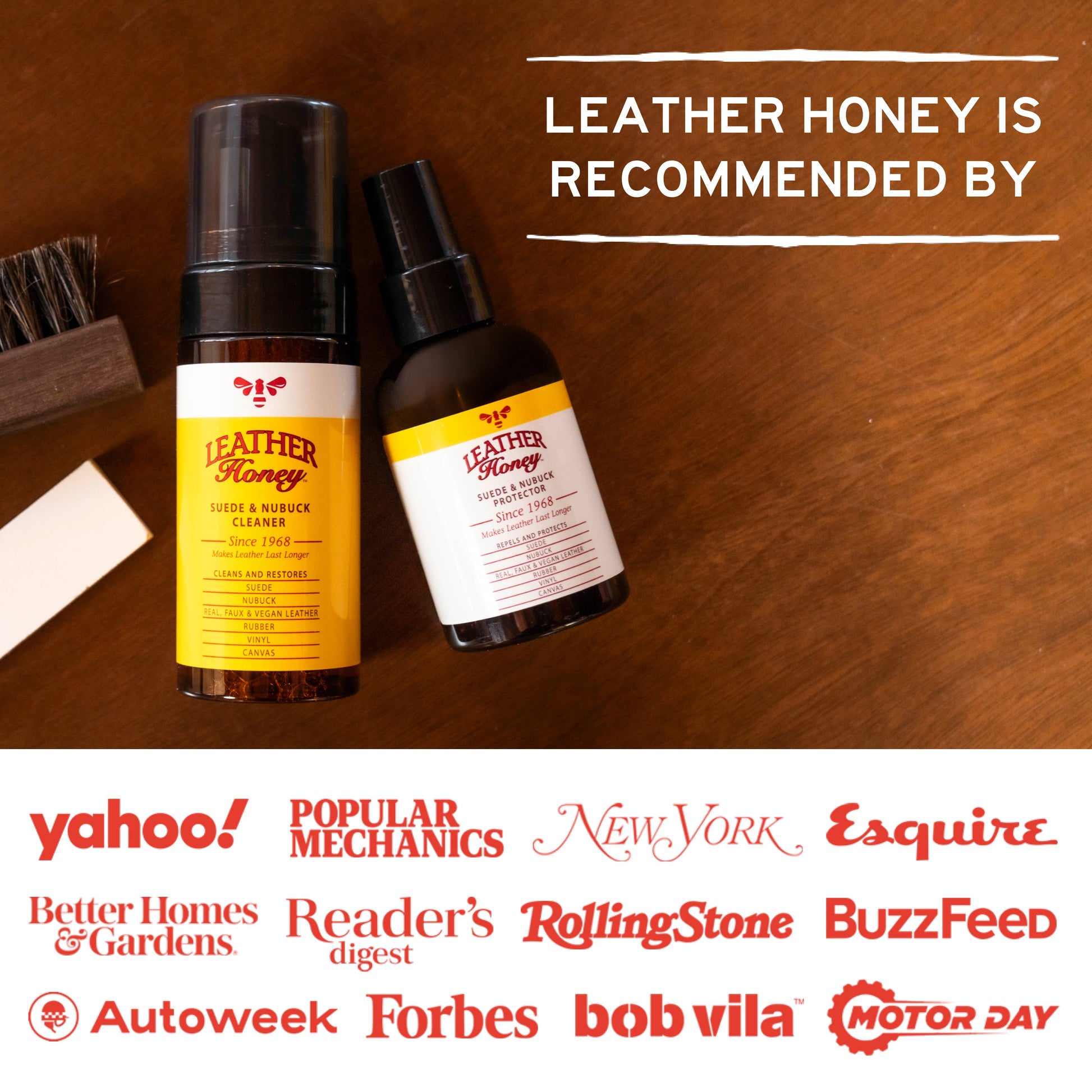 Leather Honey suede and nubuck cleaner kit with 4oz spray bottle for effective leather care and stain removal.