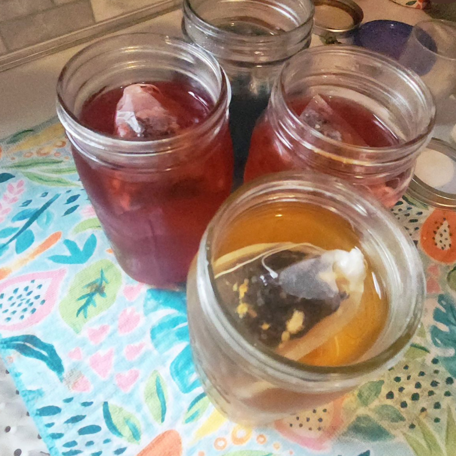 Two half-gallon bags of Rambling Raspberry decaffeinated tea, a beverage multipack from BuyNebraska.com.