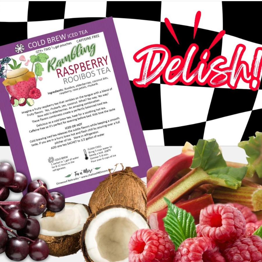 Two half-gallon bags of Rambling Raspberry decaffeinated tea from BuyNebraska.com, packaged in a beverage multipack.