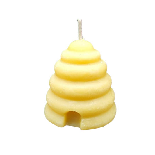 Beeswax candle in a 2 oz container, natural honey-colored beeswax, from Buzz Savories, LLC.