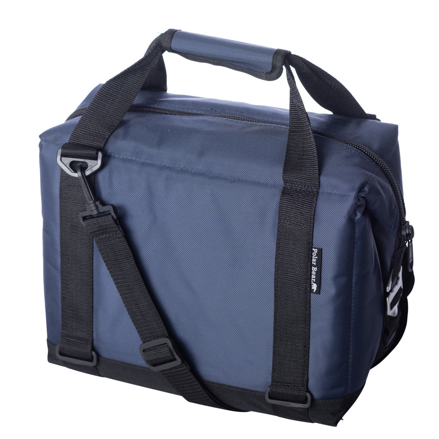 12-pack Polar Bear Coolers nylon soft cooler with insulated interior, portable and durable for outdoor use.