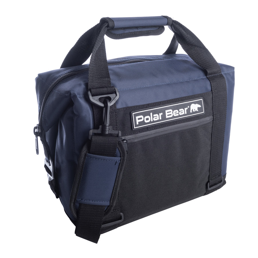 12-pack Polar Bear Coolers nylon soft cooler with insulated design and shoulder straps, ready for outdoor adventures.