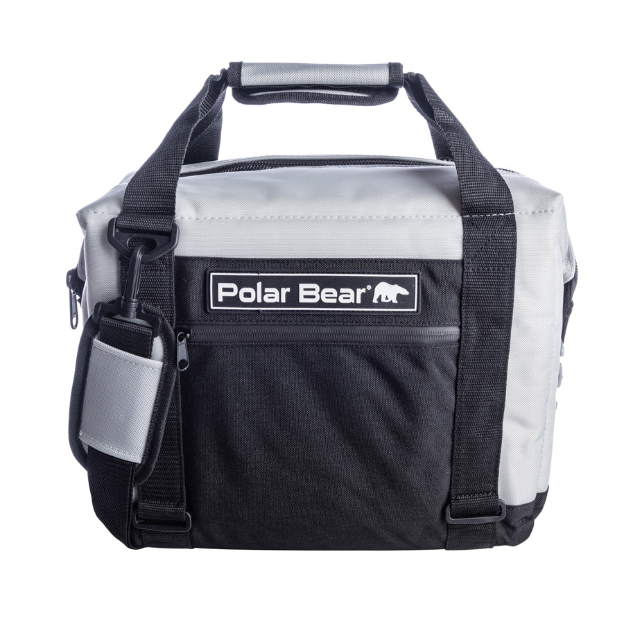 Polar Bear Coolers 12-pack nylon soft cooler with insulated design, ideal for outdoor use and keeping items cold.
