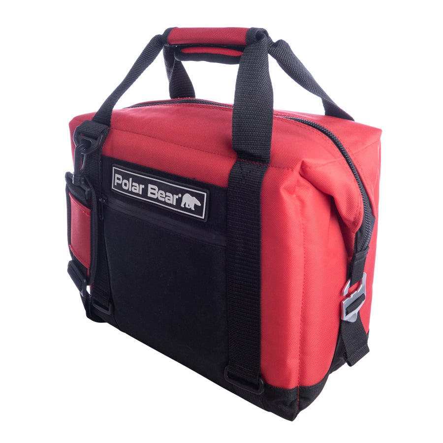 12-pack Polar Bear Coolers nylon soft coolers in tan, featuring insulated design and adjustable straps for portable cooling.