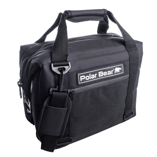12-pack Polar Bear Coolers nylon soft cooler bags shown in a natural outdoor setting, showcasing their durable design and portability.