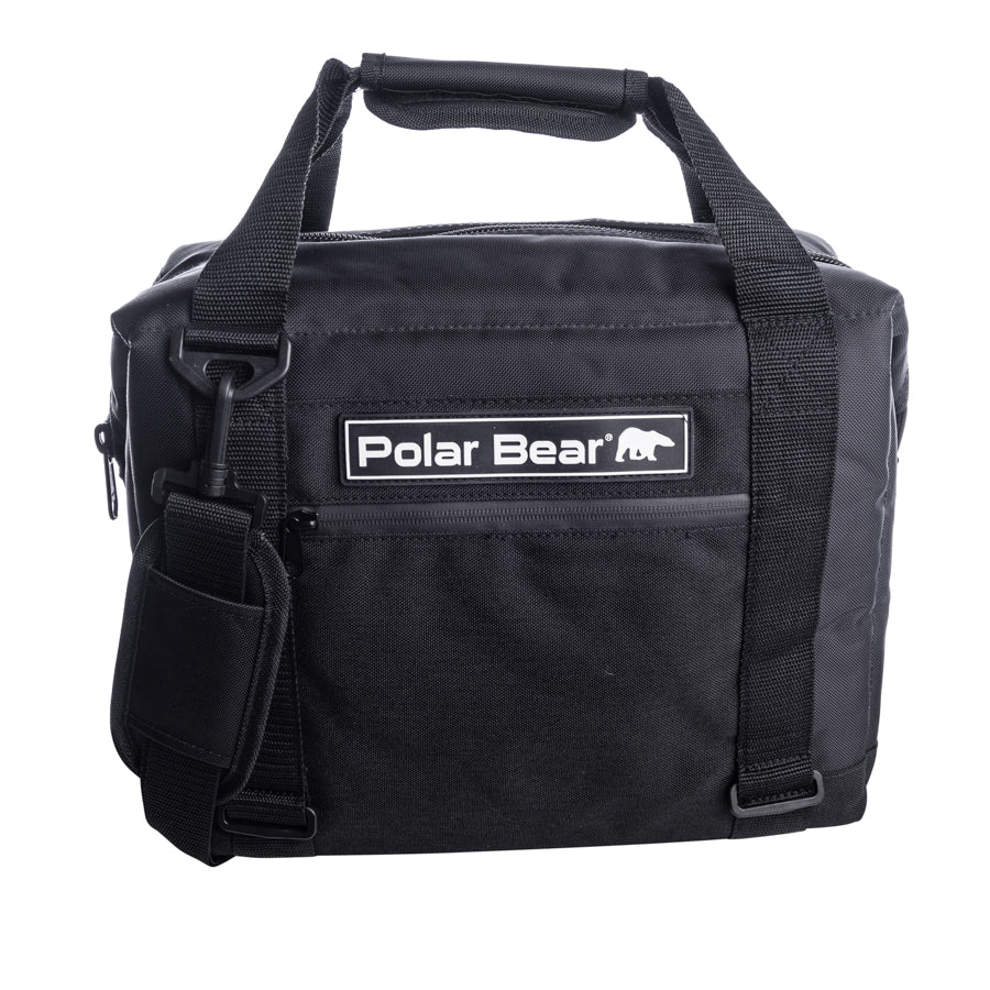 12-pack Polar Bear Coolers nylon soft cooler with insulated interior and carrying straps, ideal for outdoor trips.