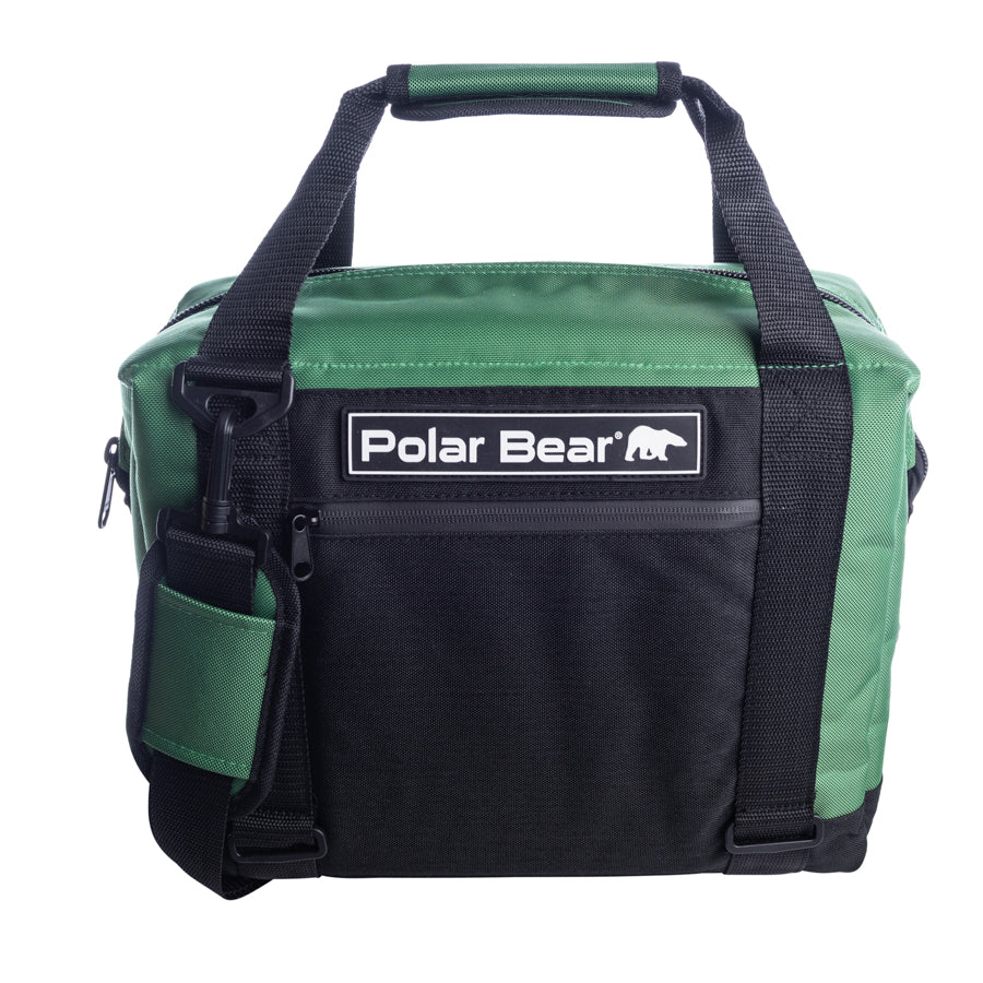 12-pack Polar Bear Coolers nylon soft cooler with insulated interior, portable and lightweight for outdoor use.