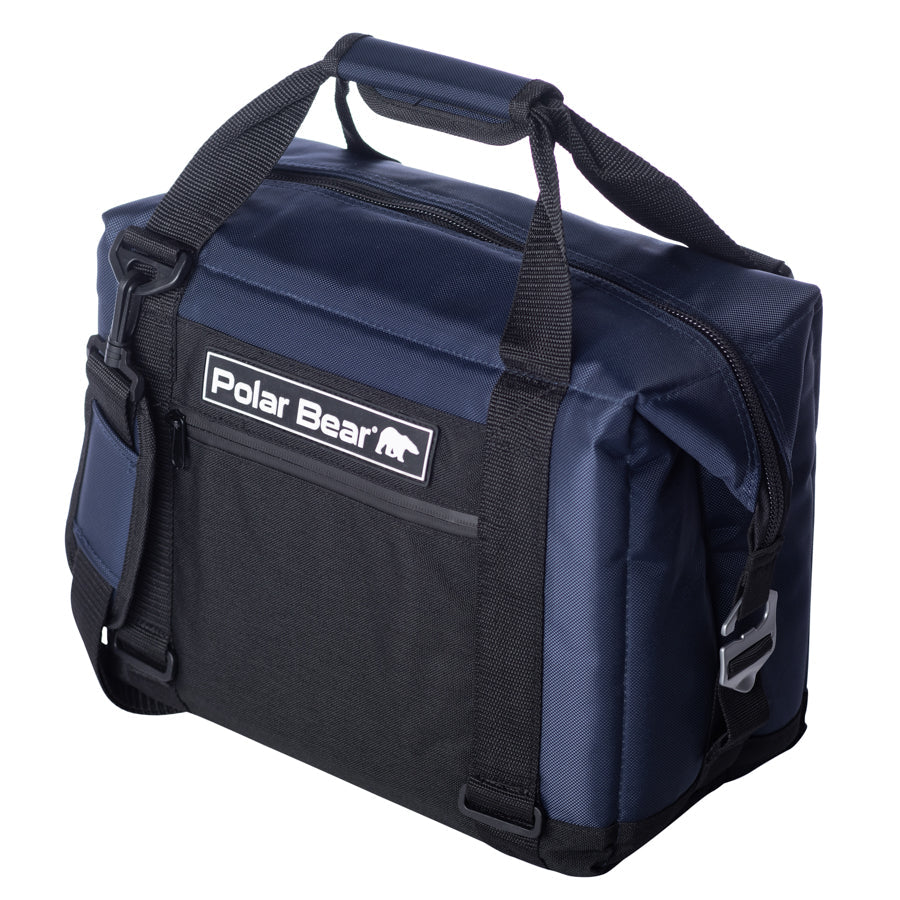 12-pack Polar Bear Coolers nylon soft cooler with insulated compartments, portable and lightweight for outdoor and picnic use.