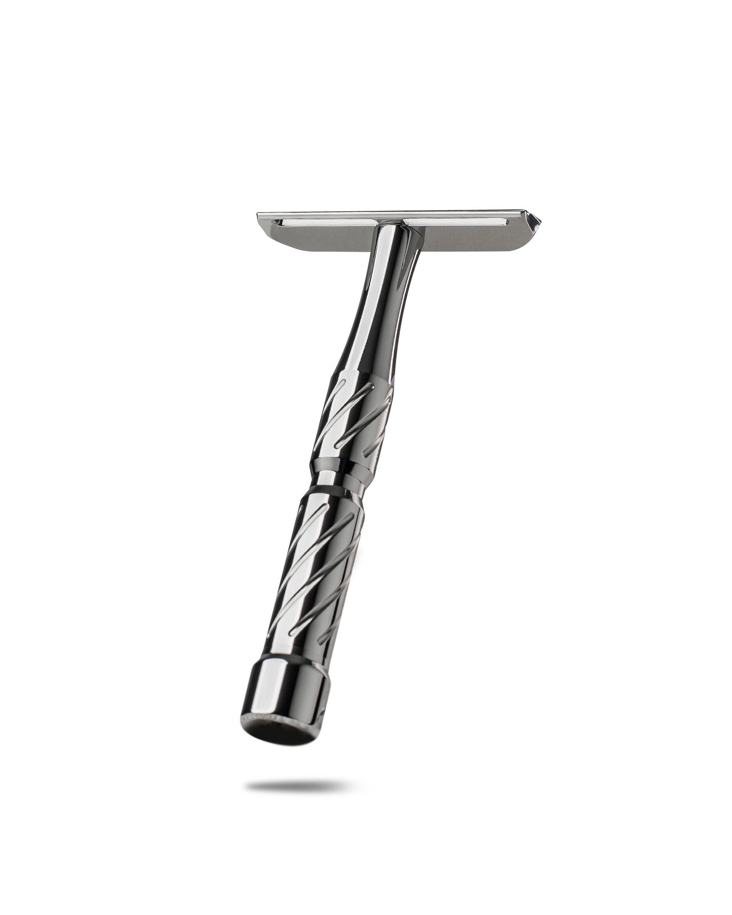Blackland Razors Vector Titanium safety razor with sleek metallic finish, featuring a textured handle and classic double-edge blade design.