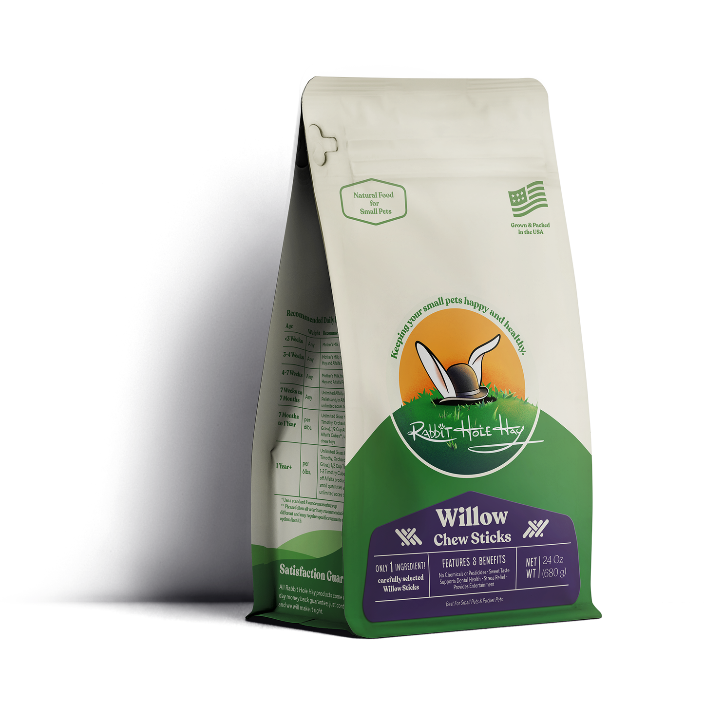 Natural Willow Chew Sticks for rabbits by Rabbit Hole Hay, soft and safe chew toys for small pets.