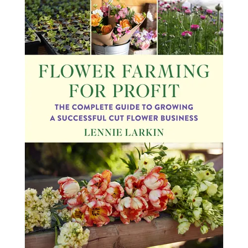 Paperback book titled "Flower Farming for Profit" by splitShops, featuring a floral-themed cover about growing cut flowers.