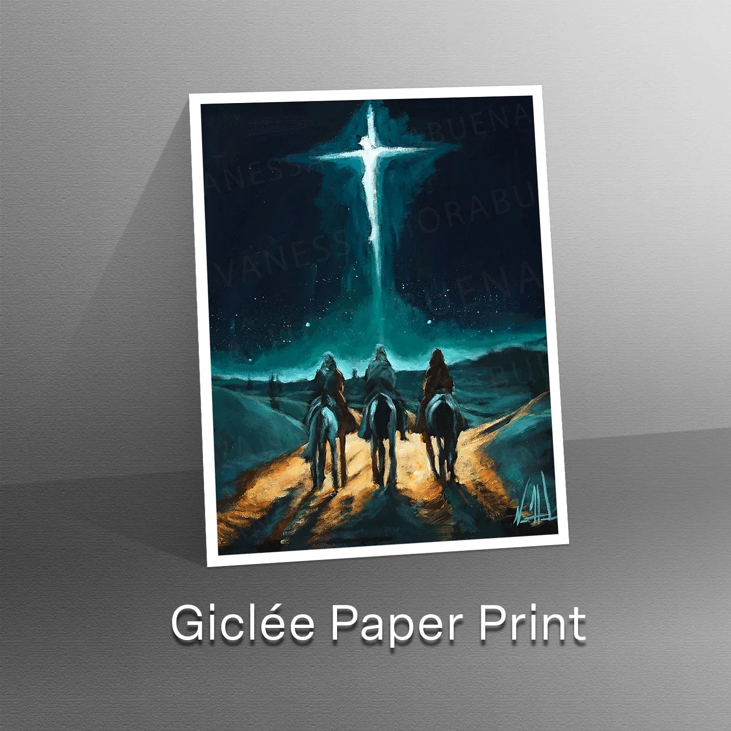 Jesus art print titled "Whom Do You Seek?" by Vanessa Horabuena, featuring a detailed religious illustration on high-quality paper.