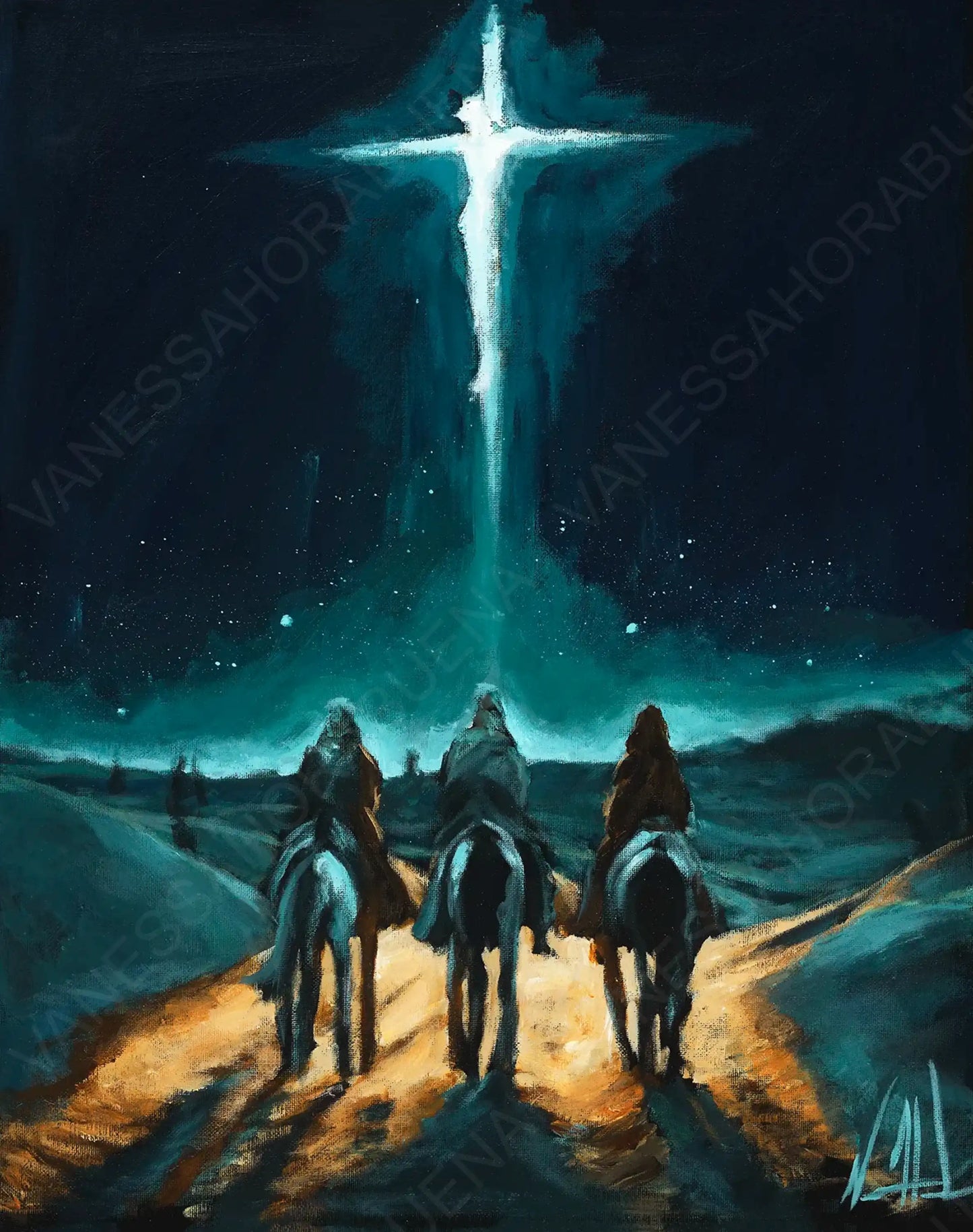 Jesus art print titled "Whom Do You Seek?" by Vanessa Horabuena, featuring a detailed artistic depiction of Jesus Christ.