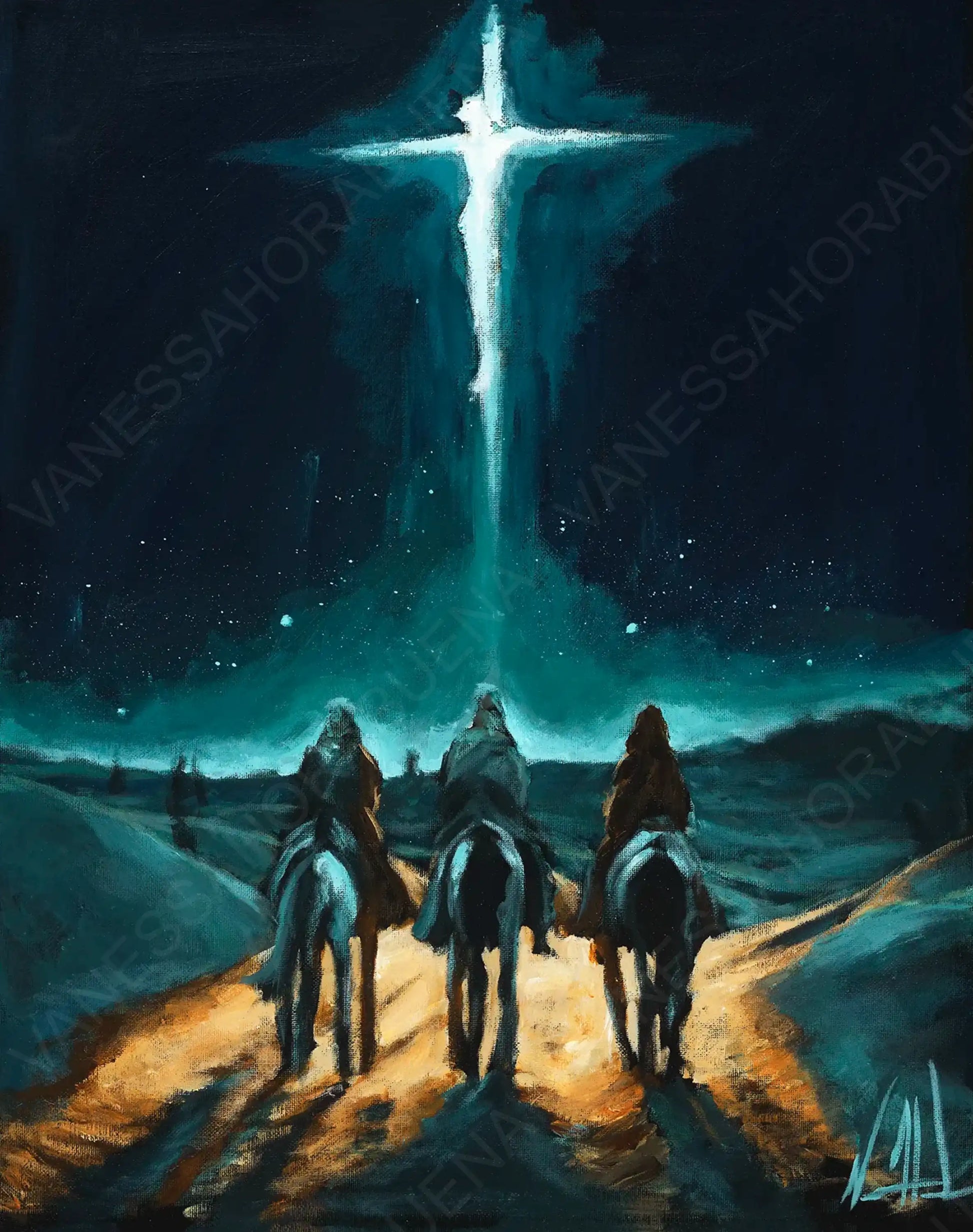 Jesus art print titled "Whom Do You Seek?" by Vanessa Horabuena, featuring a detailed artistic depiction of Jesus Christ.
