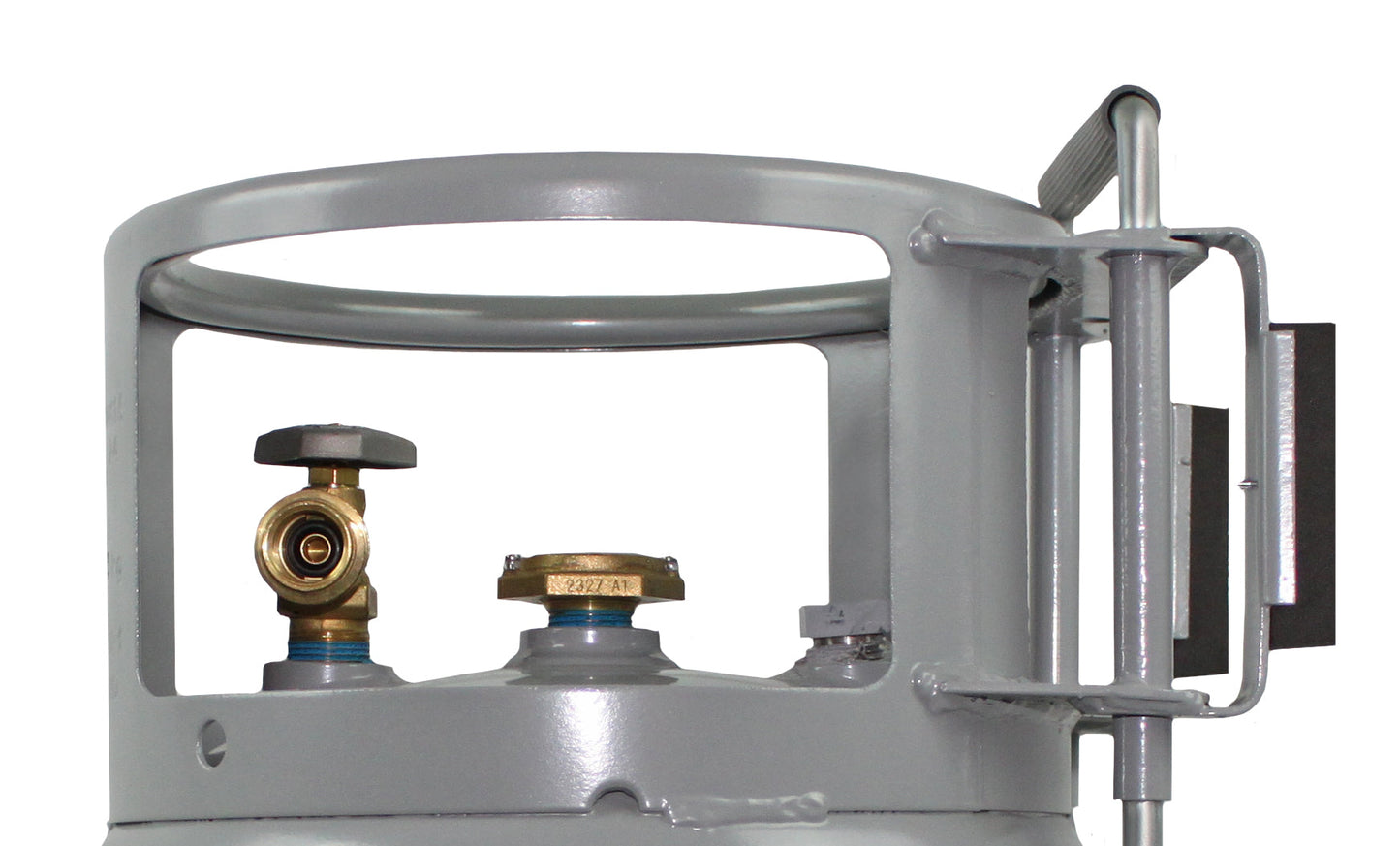 Flame King 20lb horizontal propane cylinder with gauge, wheels, and OPD valve for home and garden use.