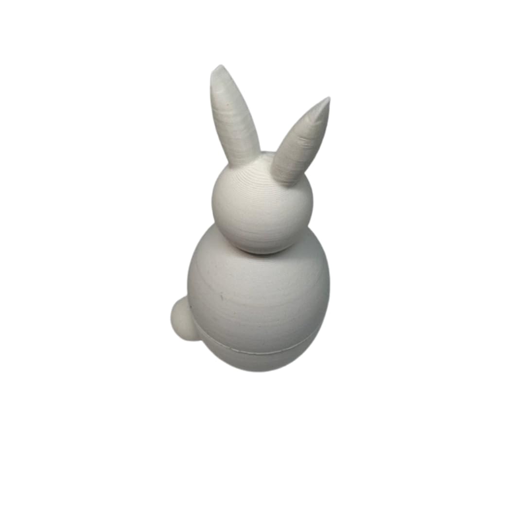 White DIY paintable quail egg cup bunny holder for Easter and spring decor, shown in a 2-pack on a wooden surface.