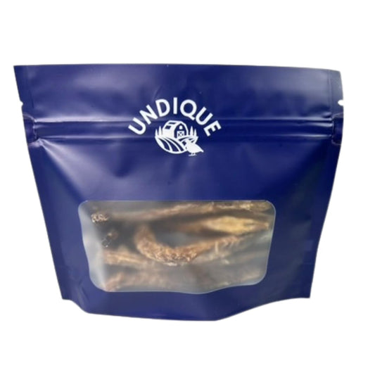 Quail Crunch Sticks dog treats by Quailz.com, 10-pack, dehydrated quail spines, healthy, no artificial additives, promotes dental health.