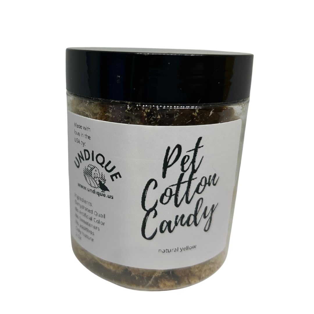 Pet cotton candy made from premium quail meat, a natural protein-rich treat for all pets, ideal for picky eaters or food toppers.