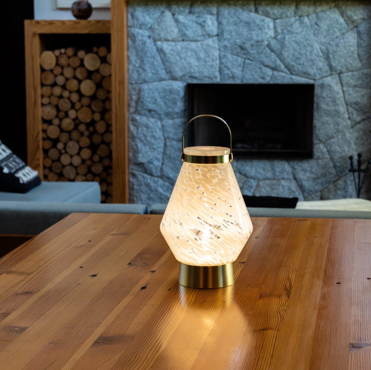 Allsop Home & Garden LightKeeper rechargeable glass LED lanterns with handle for outdoor or indoor ambient lighting.