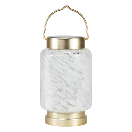 Allsop Home & Garden Boaters Glass Solar Lanterns with cylindrical design and clear glass for outdoor ambient lighting.