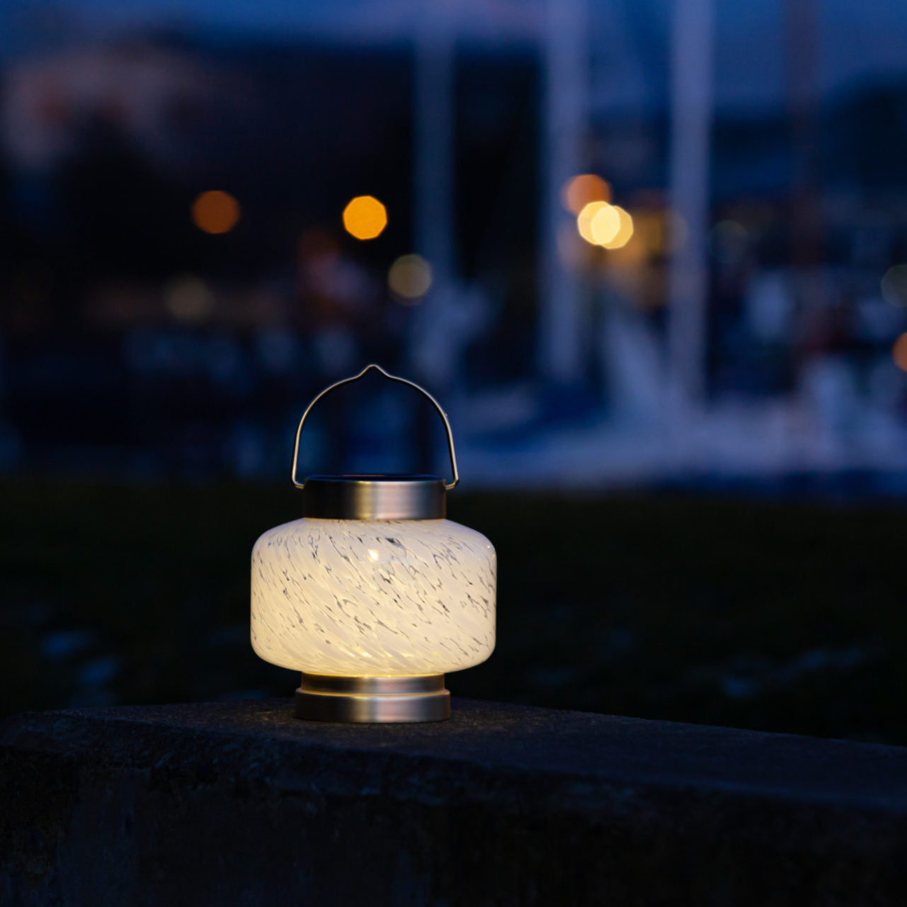 Allsop Home & Garden Boaters Glass Solar Lanterns with cylindrical design and clear glass for outdoor decorative lighting.