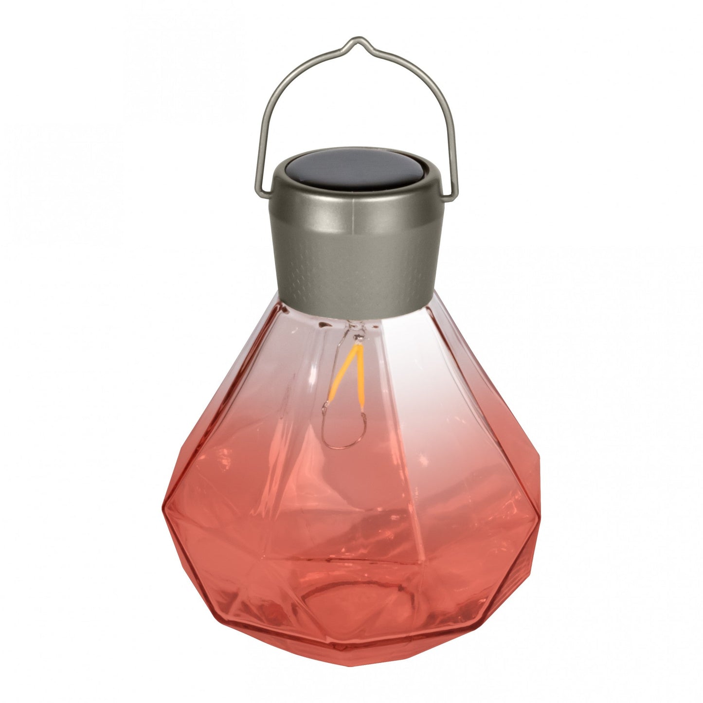 5.5-inch Allsop Home & Garden Gem Light Glass Solar Lantern showing a milk-colored glass exterior with a lantern design.