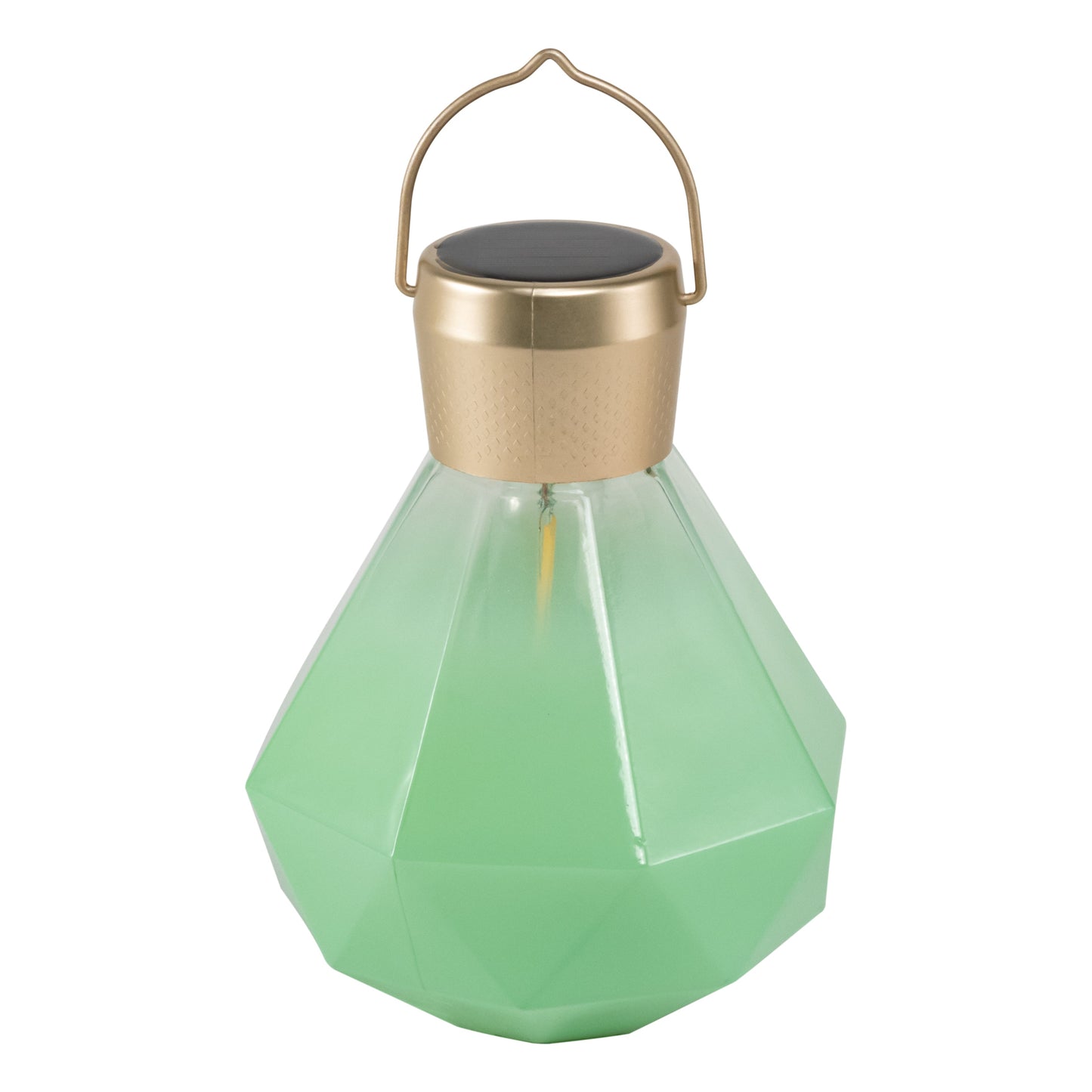 Allsop Home & Garden 5.5-inch Gem Light Glass Solar Lantern with frosted glass and decorative design for outdoor lighting.