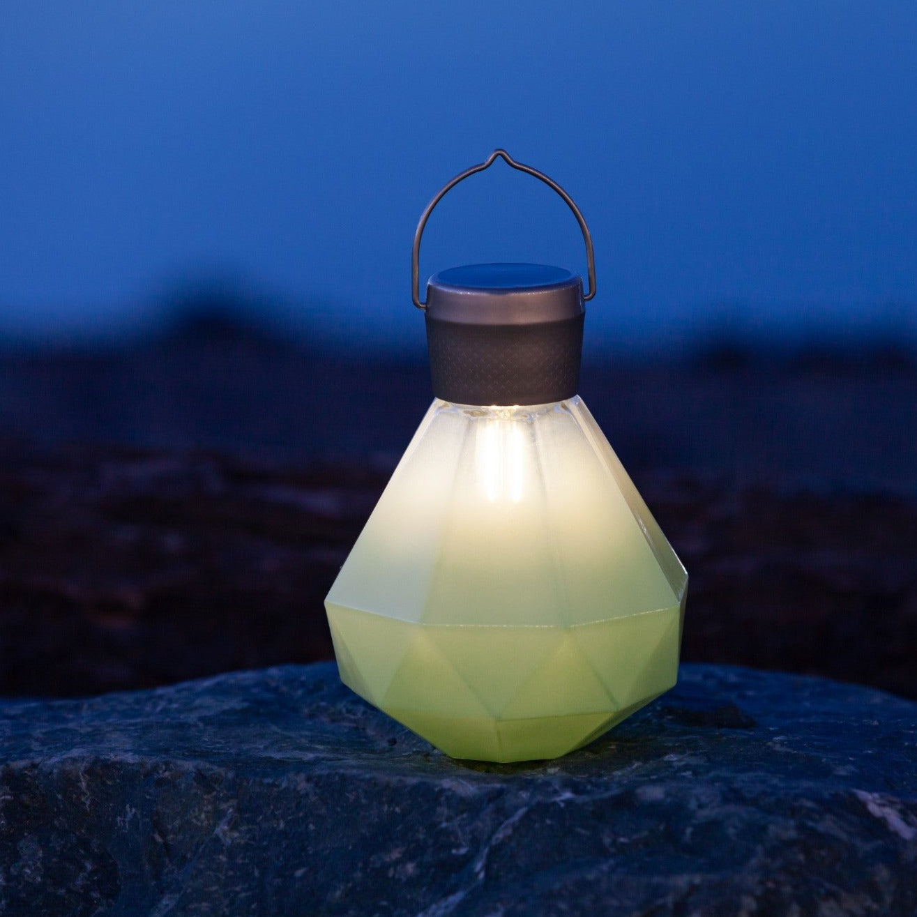 Allsop Home & Garden 5.5-inch Gem Light Glass Solar Lanterns with clear gemstone design and durable outdoor lantern style.