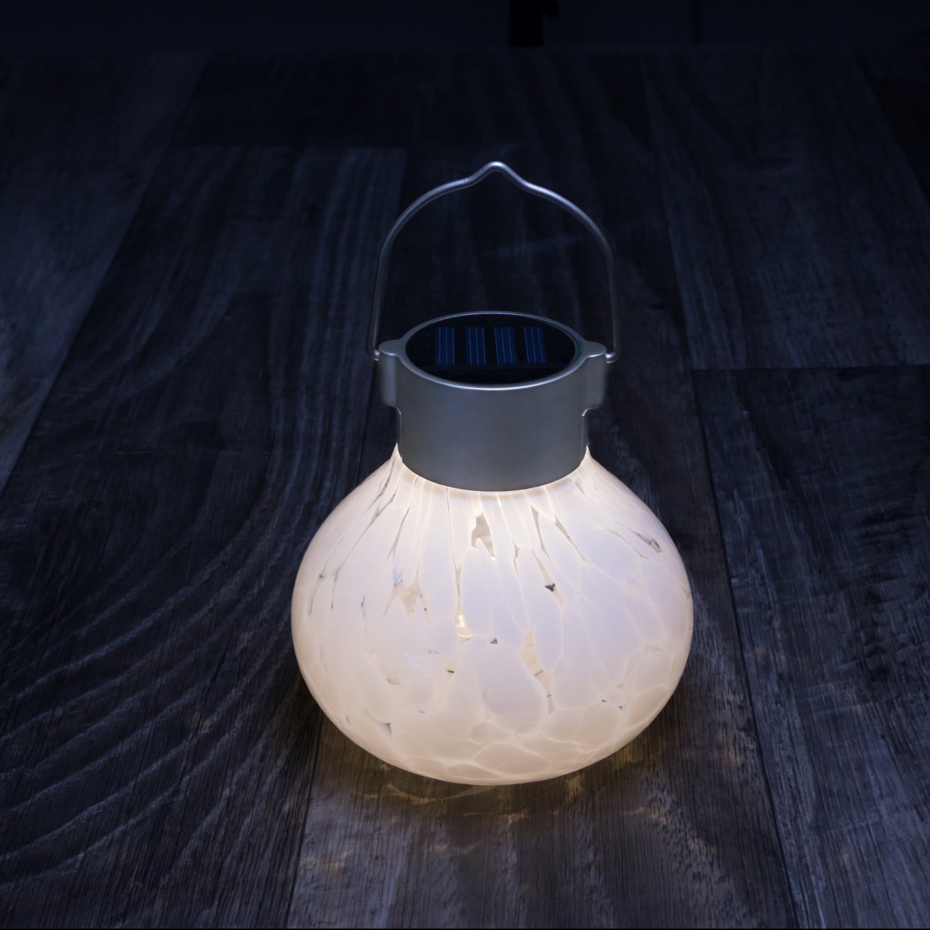 Periwinkle solar tea lanterns by Allsop Home & Garden, 5-inch handblown glass lantern for outdoor decor.