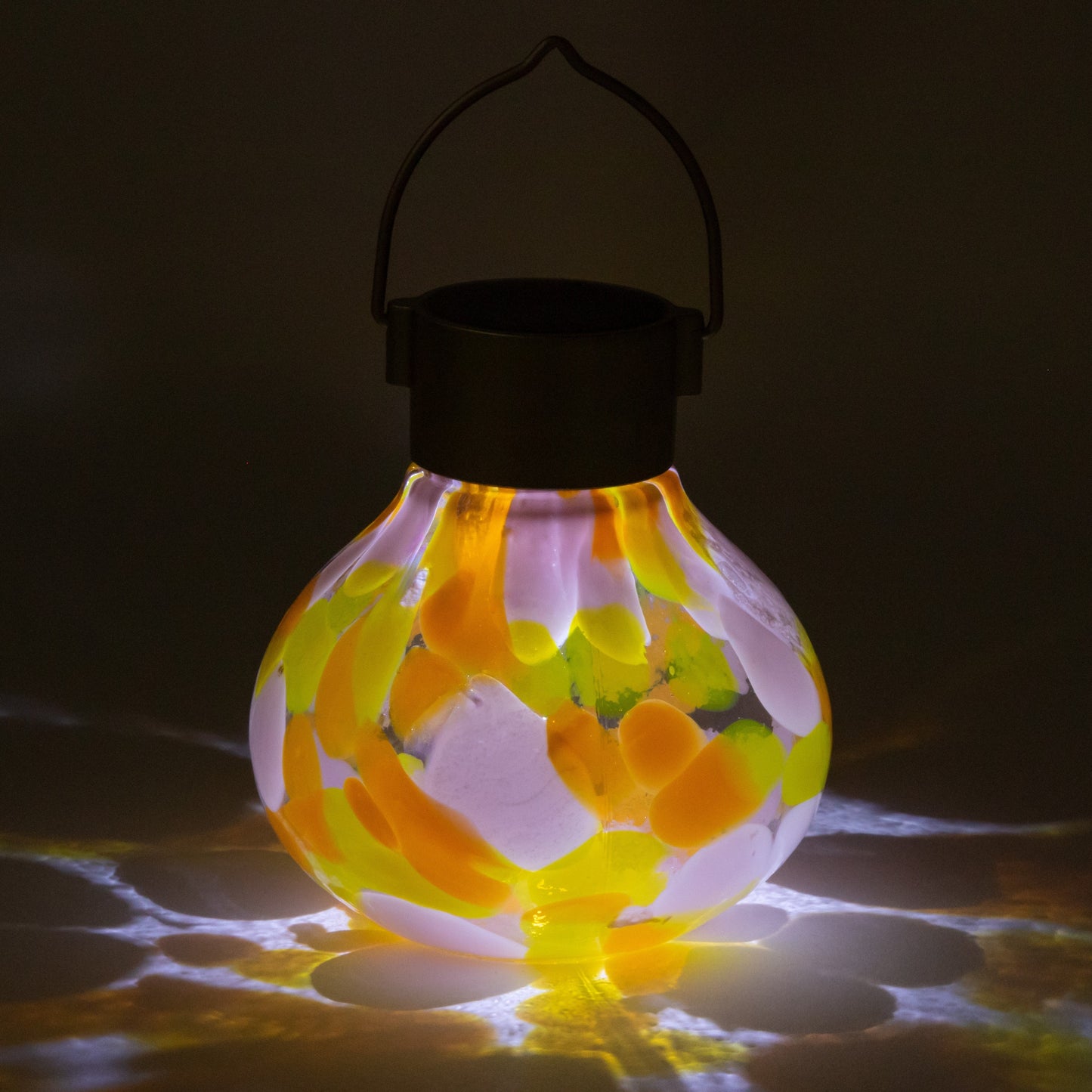 Periwinkle solar tea lanterns by Allsop Home & Garden, 5-inch handblown glass lanterns for outdoor lighting.