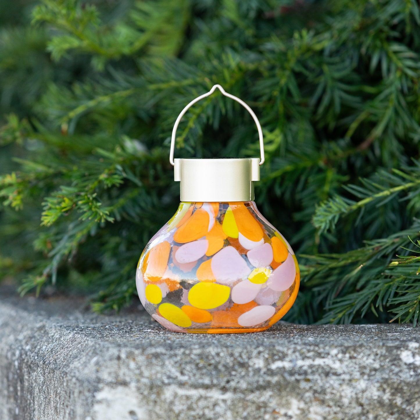 Periwinkle solar tea lanterns by Allsop Home & Garden, 5-inch handblown glass lanterns with a decorative design.
