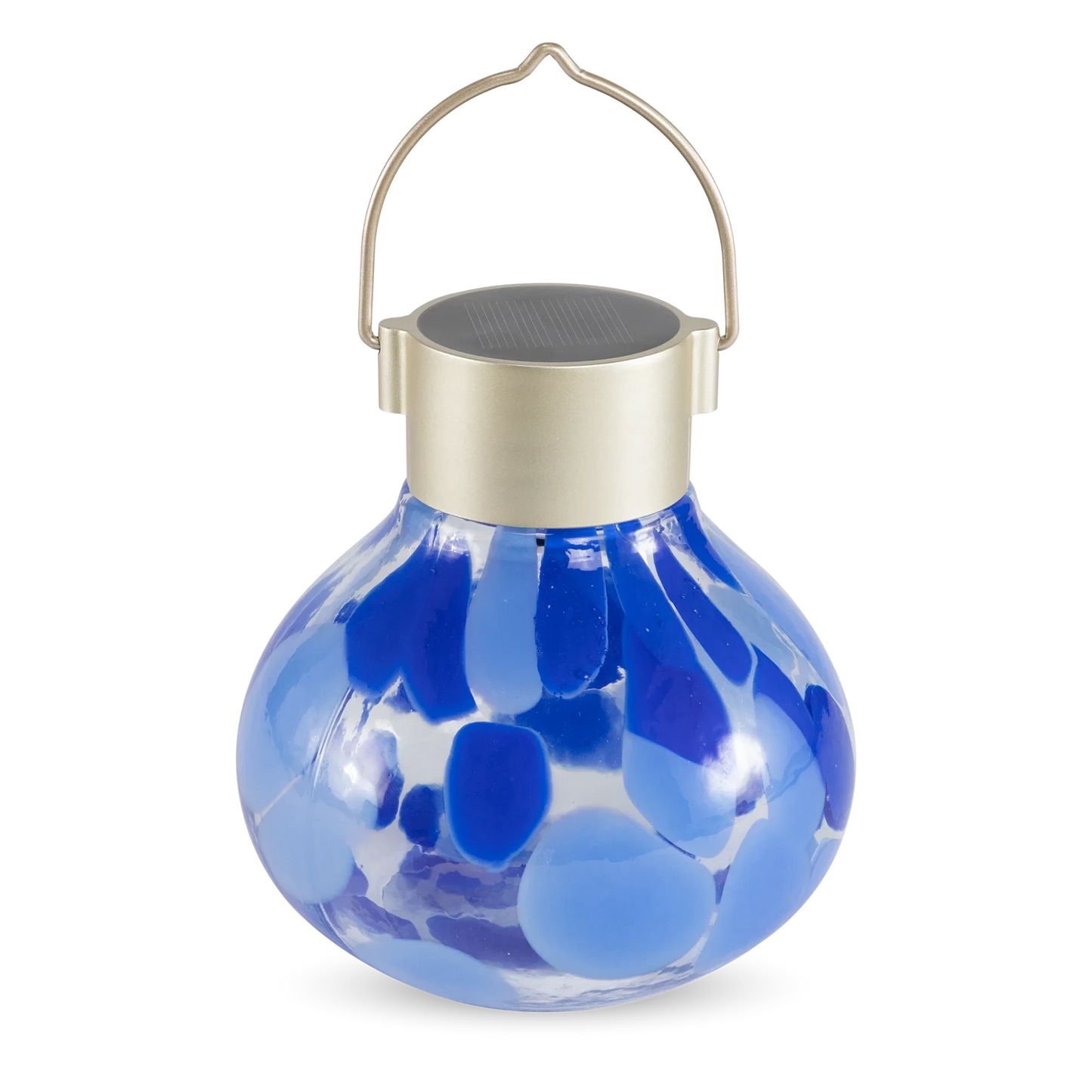 Periwinkle solar tea lantern by Allsop Home & Garden, 5-inch handblown glass lantern for outdoor decor.