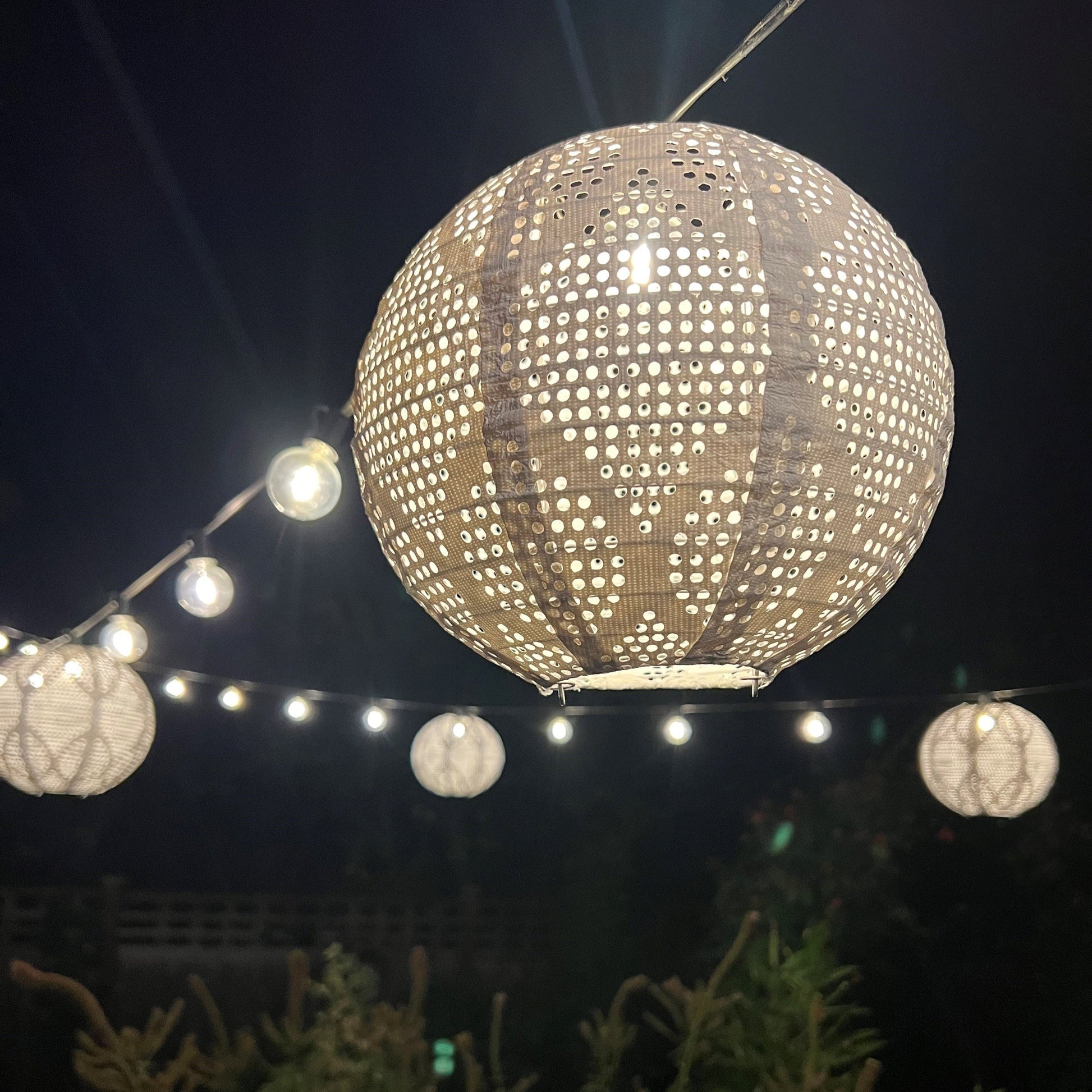 Five-pack of 8-inch globe string light shades by Allsop Home & Garden, designed for outdoor string lights.