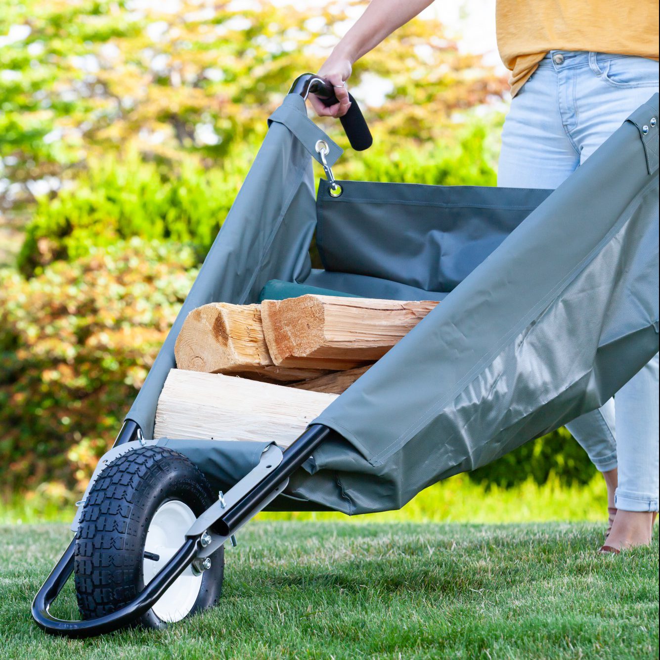 Allsop Home & Garden WheelEasy foldable garden cart wheelbarrow with sturdy handles and durable wheels for easy gardening.